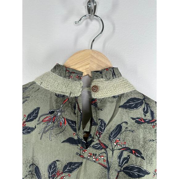 Connaitre by Taste Green Floral Leaf Print Long Sleeve Dress Women's Size‎ F OS - Picture 7 of 11